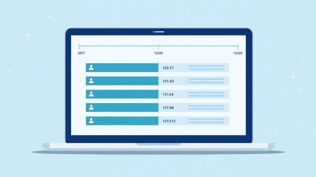 Subtitle splitting workflow showing accurate timing alignment for video editing projects
